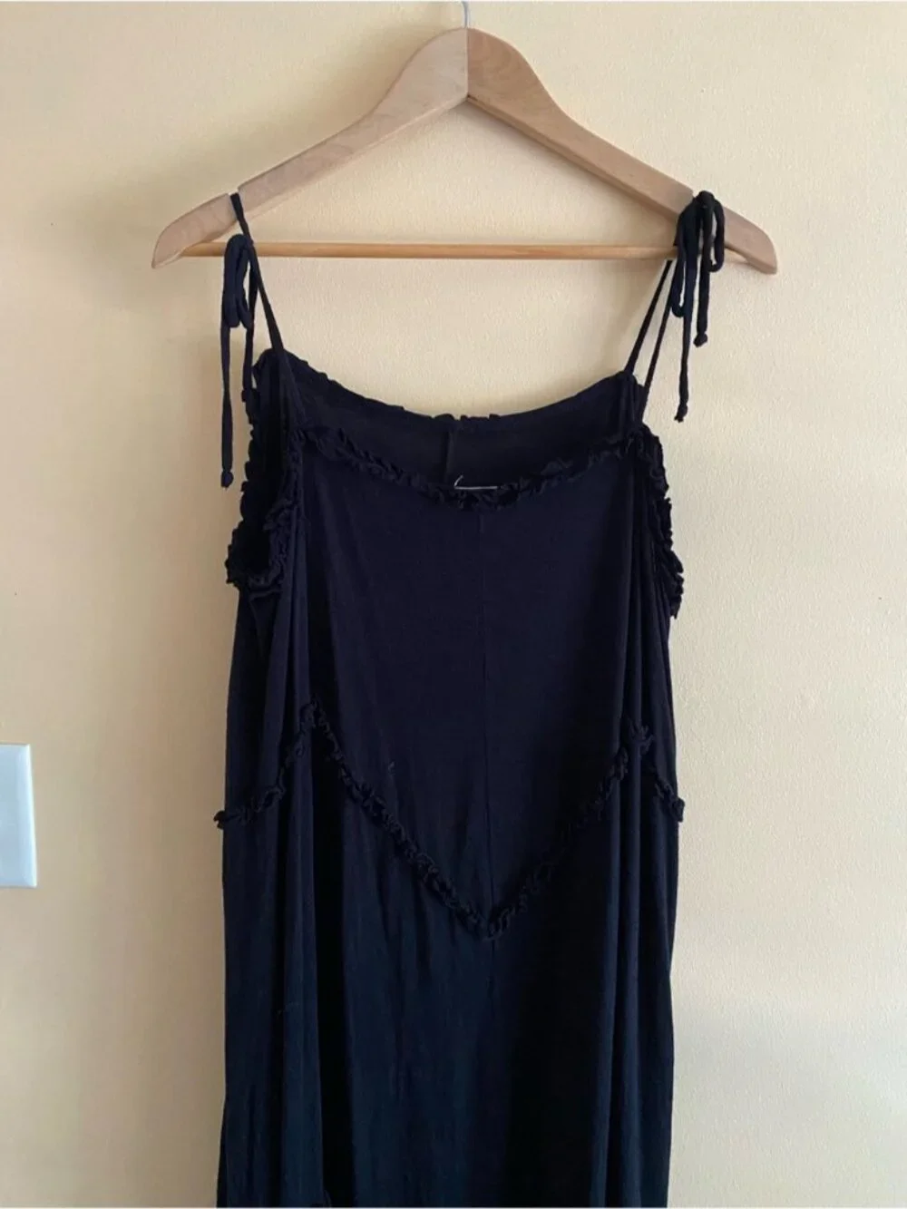 Free People Beach Avalon Maxi Dress Woman Large Dress Flax Tiered Boho Tie Strap